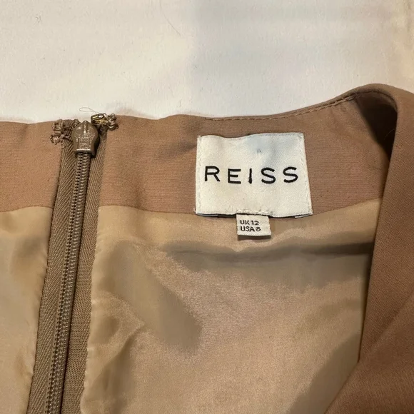 REISS | Quiet Luxury Wrap-Style Belted Dress | Camel Neutral | US 8 - Picture 7 of 11